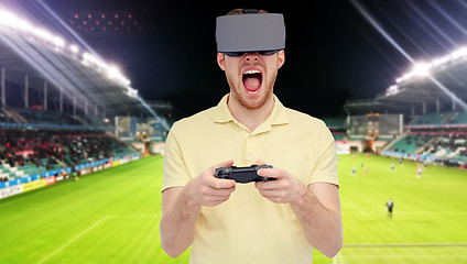 Image showing man in virtual reality headset over football field