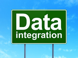 Image showing Information concept: Data Integration on road sign background