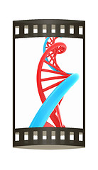 Image showing DNA structure model on white. The film strip