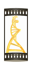 Image showing DNA structure model on white. The film strip