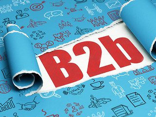 Image showing Business concept: red text B2b under the piece of  torn paper