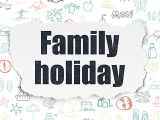 Image showing Vacation concept: Family Holiday on Torn Paper background