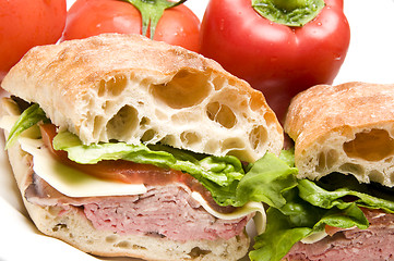 Image showing roast beef boursin cheese ciabatta bread sandwich