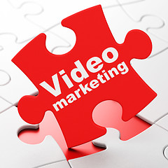 Image showing Advertising concept: Video Marketing on puzzle background