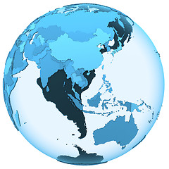 Image showing Asia on translucent Earth