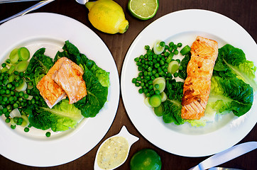 Image showing Roasted Salmon and Vegetables