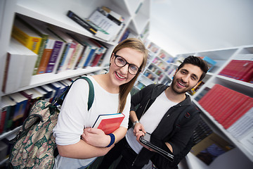 Image showing students group  in school  library