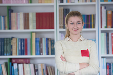 Image showing portrait of female student in library