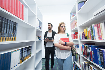 Image showing students group  in school  library