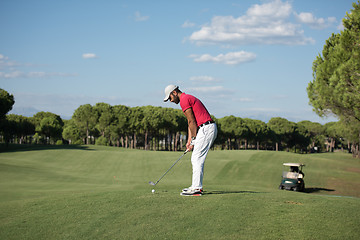 Image showing golf player hitting long shot