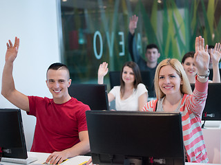 Image showing technology students group in computer lab school  classroom