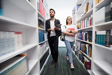 Image showing students group  in school  library