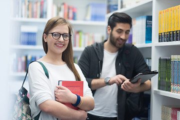 Image showing students group  in school  library