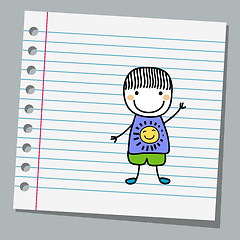 Image showing notebook paper with little boy