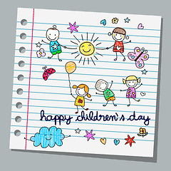 Image showing notebook paper happy children day