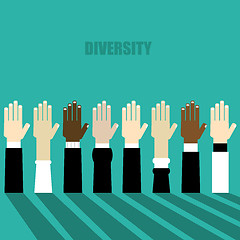 Image showing diversity hands raised