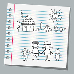 Image showing notebook paper with family