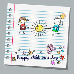 Image showing notebook paper happy children day