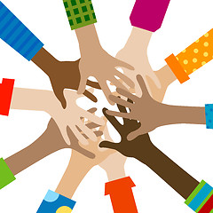 Image showing hands diverse togetherness 