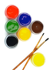 Image showing Watercolors and Brushes