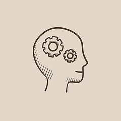 Image showing Human head with gear sketch icon.