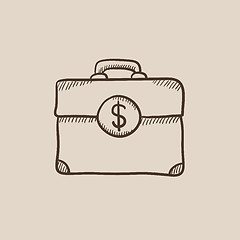 Image showing Suitcase with dollar symbol sketch icon.