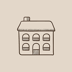 Image showing Two storey detached house sketch icon.