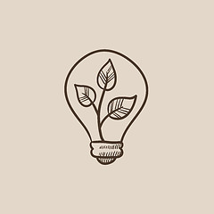 Image showing Lightbulb and plant inside sketch icon.