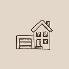 Image showing House with garage sketch icon.