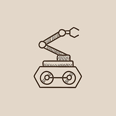 Image showing Industrial mechanical robot arm sketch icon.