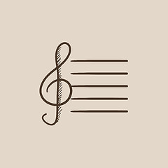 Image showing Treble clef sketch icon.