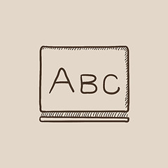 Image showing Letters abc on blackboard sketch icon.