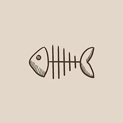 Image showing Fish skeleton sketch icon.