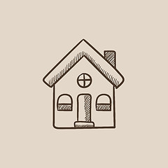 Image showing Detached house sketch icon.