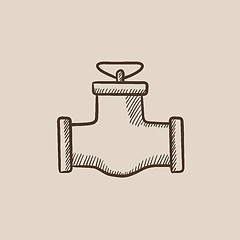 Image showing Gas pipe valve sketch icon.