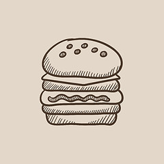 Image showing Double burger sketch icon.