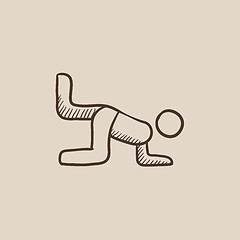 Image showing Man exercising buttocks sketch icon.