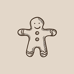 Image showing Gingerbread man sketch icon.