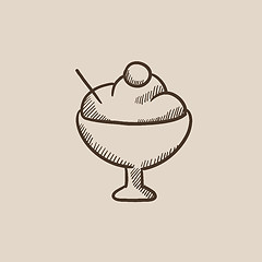 Image showing Cup of ice cream sketch icon.