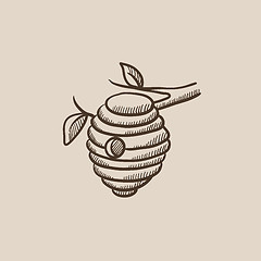 Image showing Bee hive sketch icon.