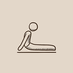 Image showing Man practicing yoga sketch icon.