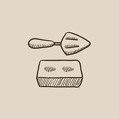 Image showing Spatula with brick sketch icon.