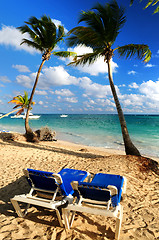 Image showing Sandy beach of tropical resort