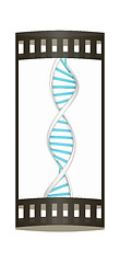 Image showing DNA structure model on white. The film strip