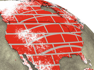 Image showing USA on brick wall Earth