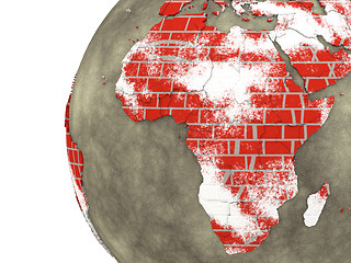 Image showing Africa on brick wall Earth