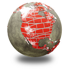 Image showing North America on brick wall Earth