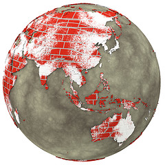 Image showing Asia on brick wall Earth