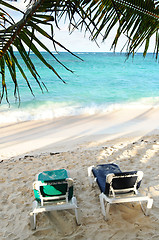 Image showing Sandy beach of tropical resort