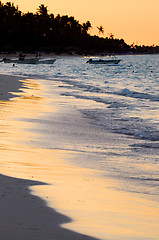 Image showing Tropical beach at sunset